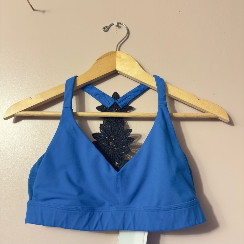 Aerie Bralette Lace Back Blue Women Size L